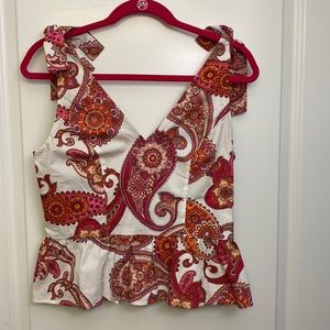 Express peplum tank top with shoulder strap ties size S